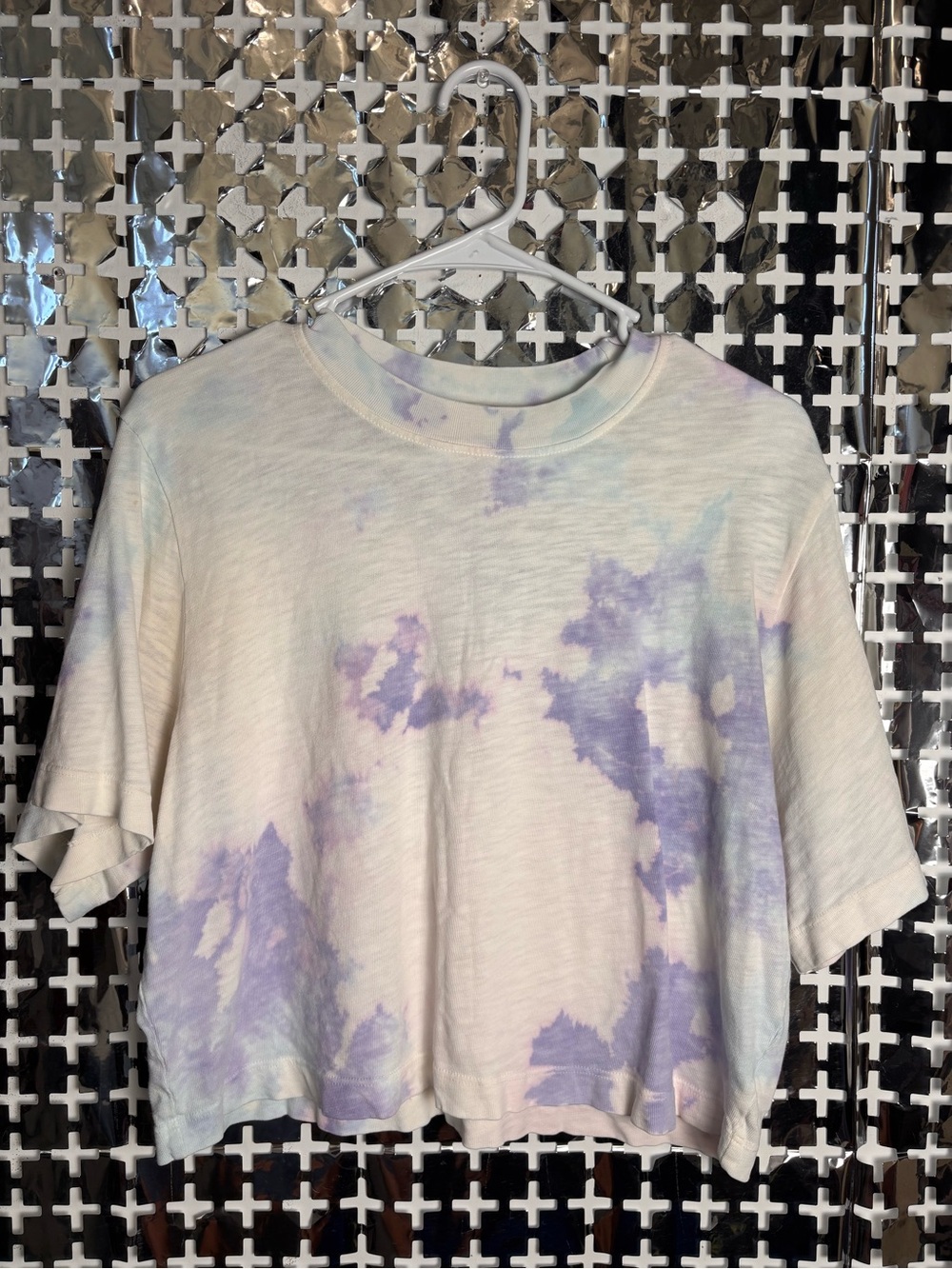 Cotton Citizen Lavender & Cream Tie-Dye Crop Top